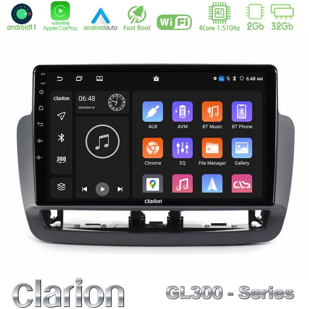Clarion GL300 Series 4Core Android11 2+32GB Seat Ibiza 2012-2015 Navigation Multimedia Tablet 9" Με Carplay & Android Auto