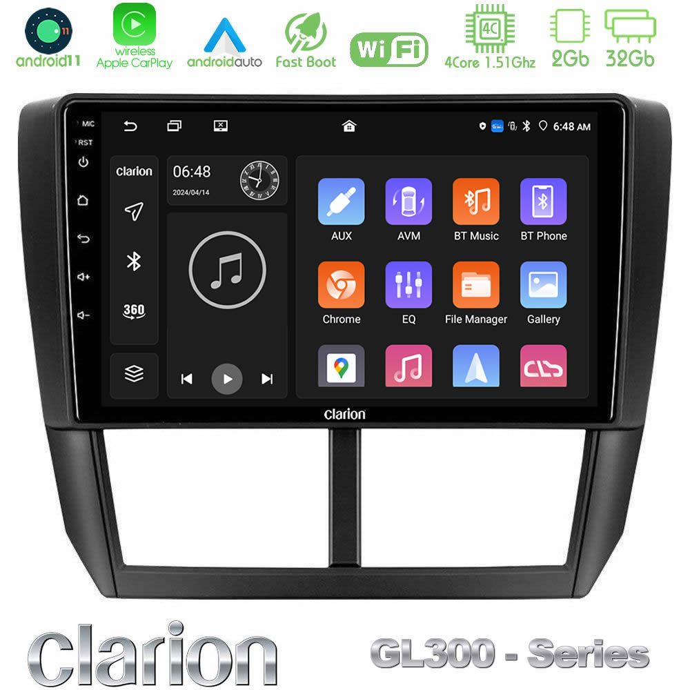 Clarion GL300 Series 4Core Android11 2+32GB Subaru Forester Navigation Multimedia Tablet 9" Με Carplay & Android Auto