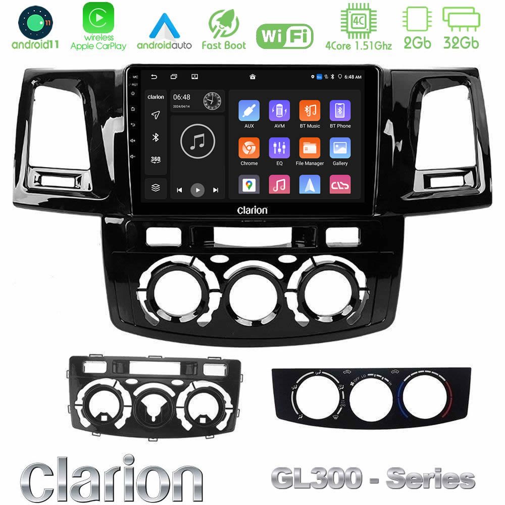 Clarion GL300 Series 4Core Android11 2+32GB Toyota Hilux 2007-2011 Navigation Multimedia Tablet 9" Με Carplay & Android Auto
