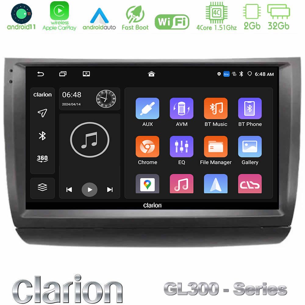 Clarion GL300 Series 4Core Android11 2+32GB Toyota Prius 2004-2009 Navigation Multimedia Tablet 9" Με Carplay & Android Auto