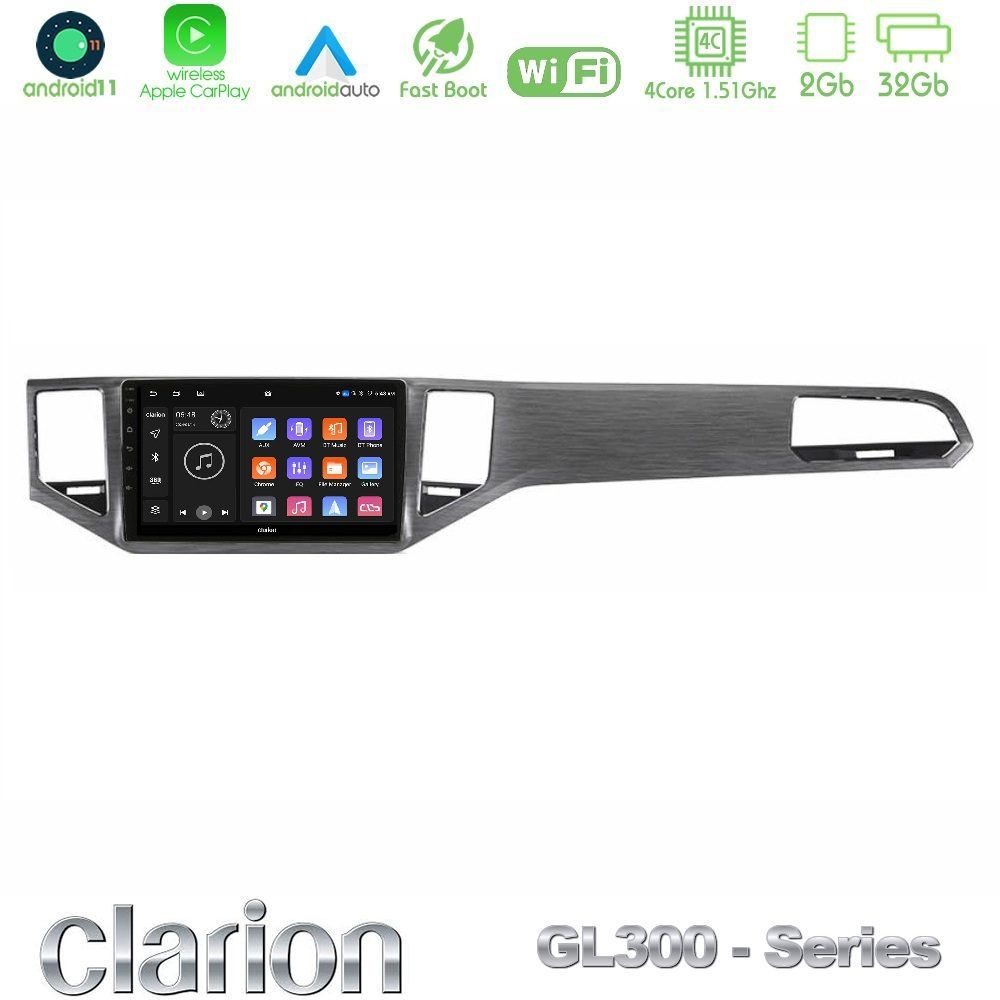 Clarion GL300 Series 4Core Android11 2+32GB VW Sportsvan 2014-2020 Navigation Multimedia Tablet 9" Με Carplay & Android Auto