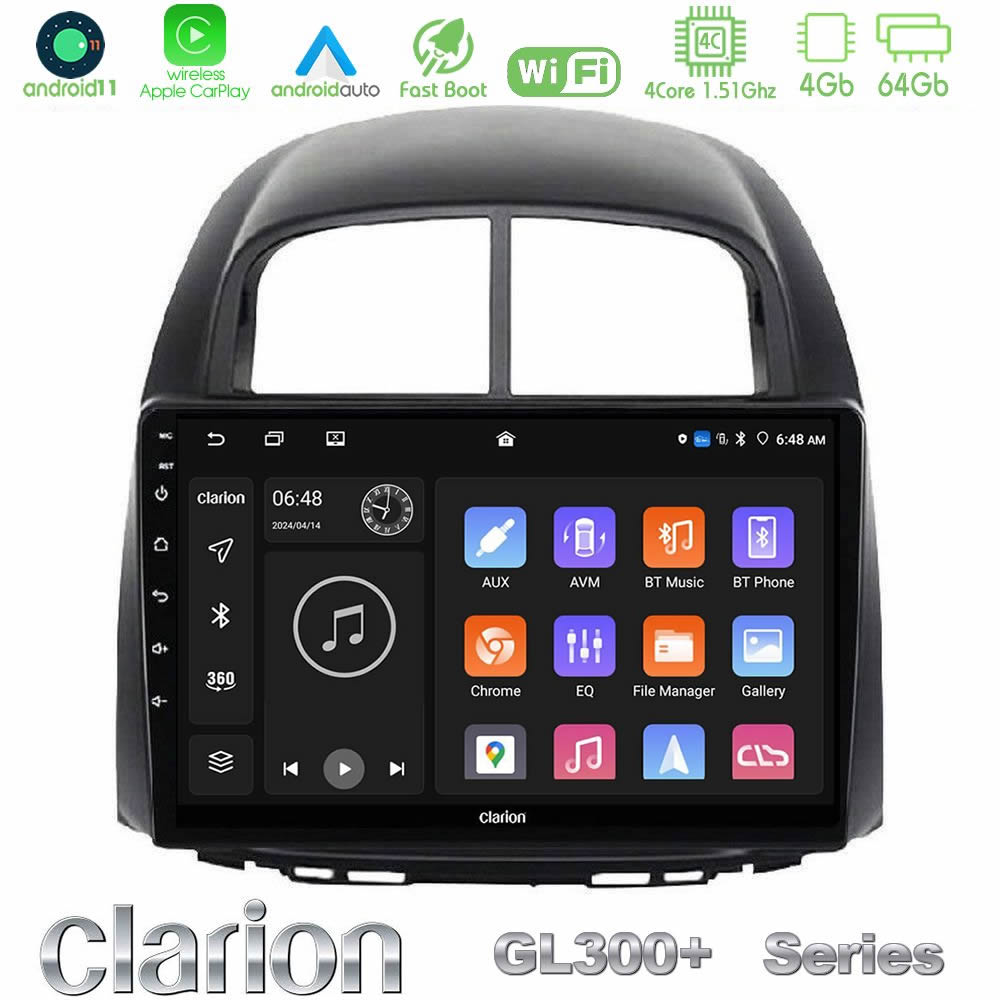 Clarion GL300+ Series 4Core Android11 4+64GB  Daihatsu Sirion/Subaru Justy Navigation Multimedia Tablet 10"