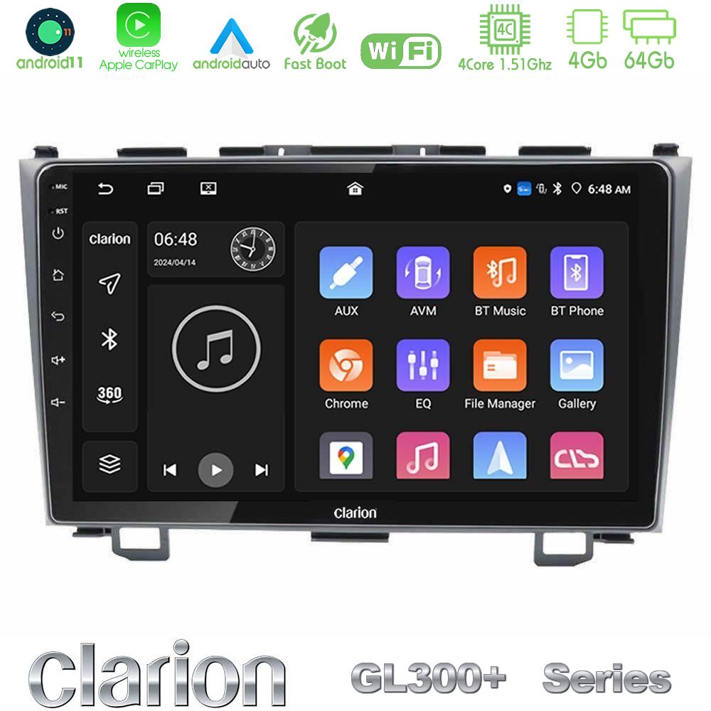 Clarion GL300+ Series 4Core Android11 4+64GB Honda CRV Navigation Multimedia Tablet 9"