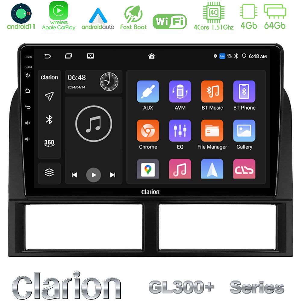 Clarion GL300+ Series 4Core Android11 4+64GB  Jeep Grand Cherokee 1999-2004 Navigation Multimedia Tablet 9"