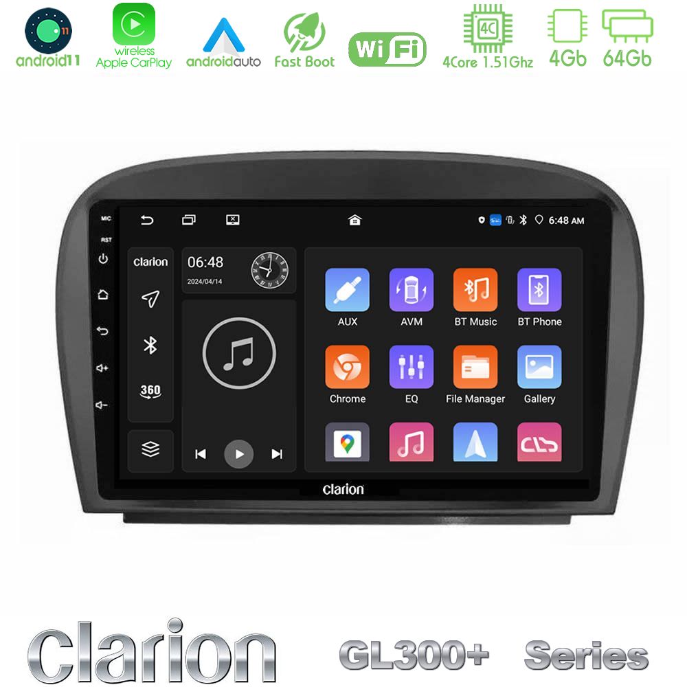 Clarion GL300+ Series 4Core Android11 4+64GB  Mercedes SL Class 2005-2011 Navigation Multimedia Tablet 9"