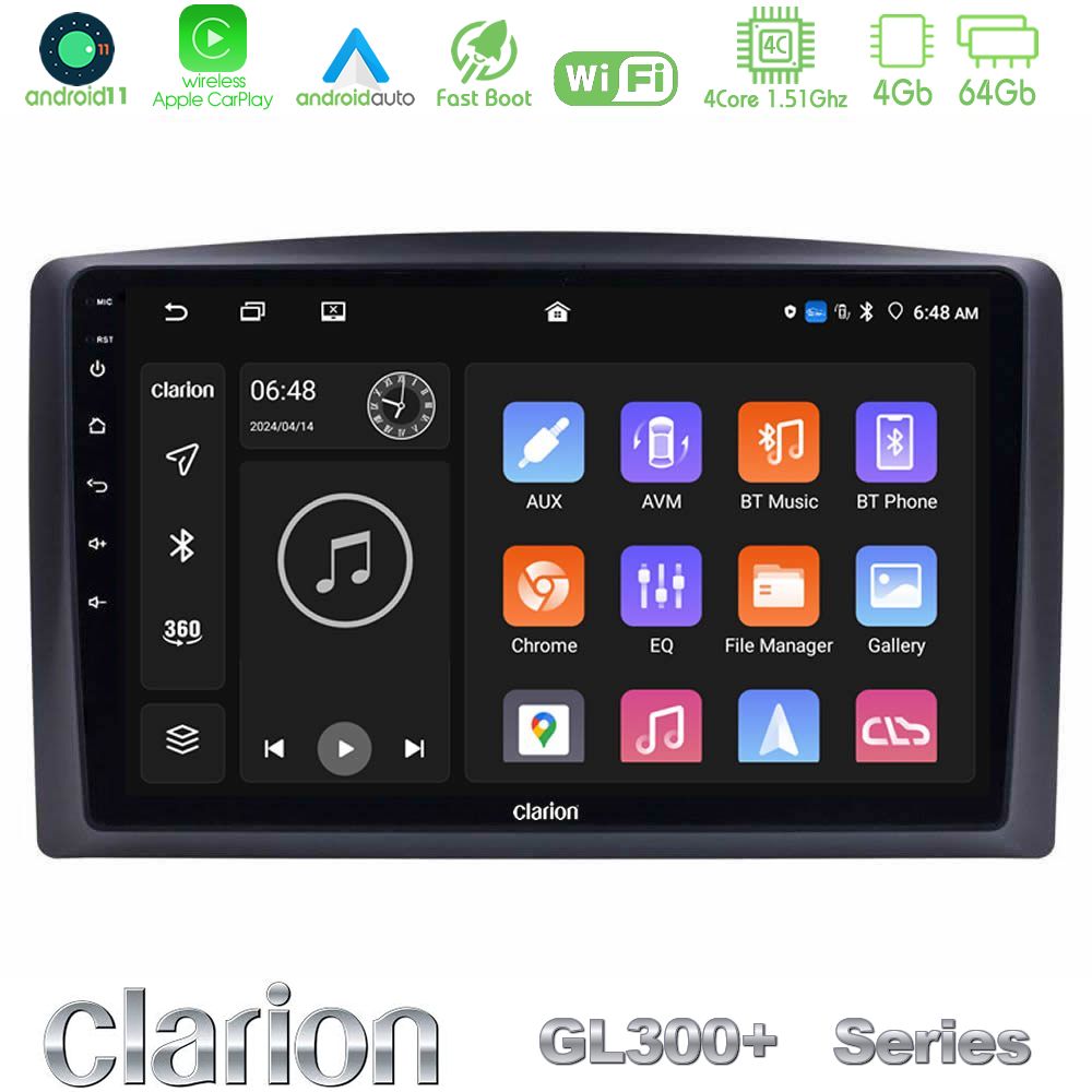 Clarion GL300+ Series 4Core Android11 4+64GB  Mercedes Vito 2015-2021 Navigation Multimedia Tablet 10"
