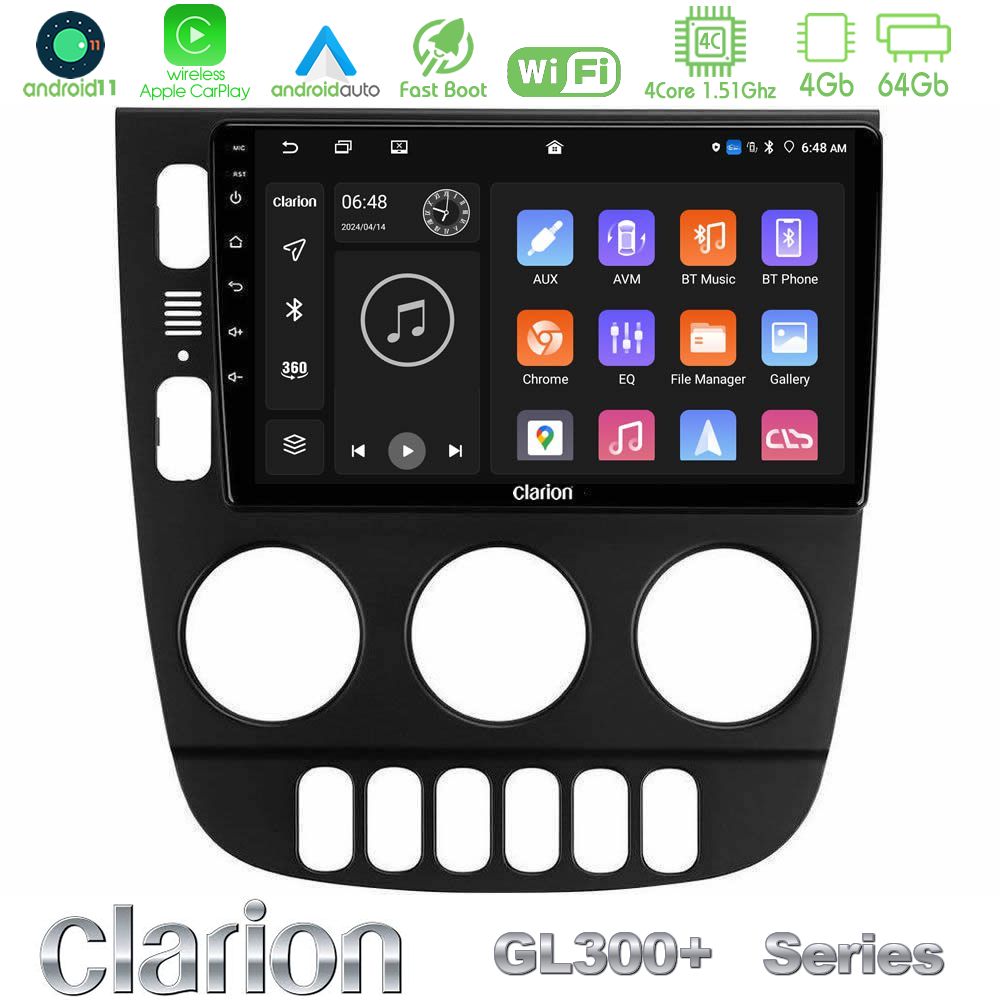 Clarion GL300+ Series 4Core Android11 4+64GB  Mercedes ML Class 1998-2005 Navigation Multimedia Tablet 9"