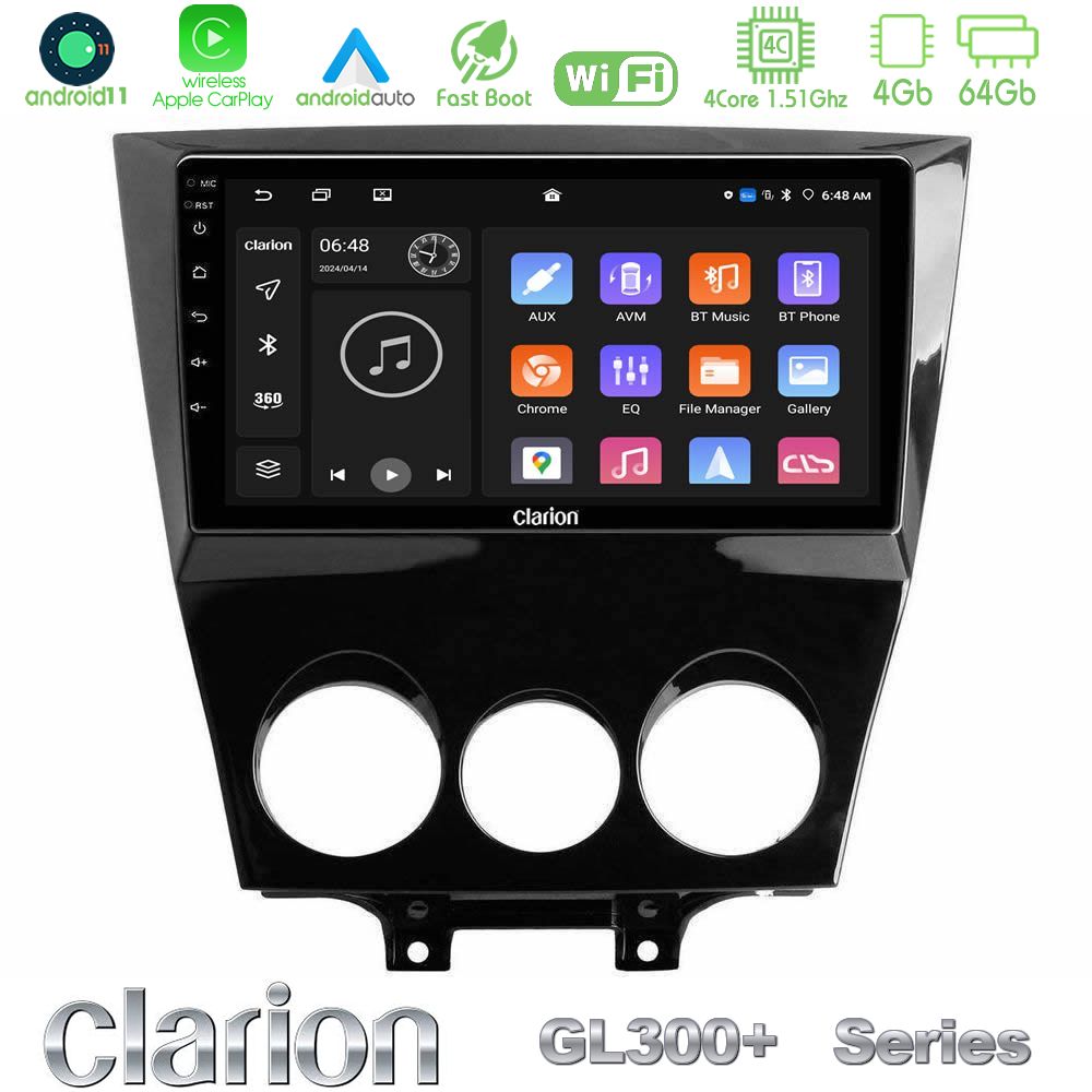 Clarion GL300+ Series 4Core Android11 4+64GB  Mazda RX8 2008-2012 Navigation Multimedia Tablet 9"