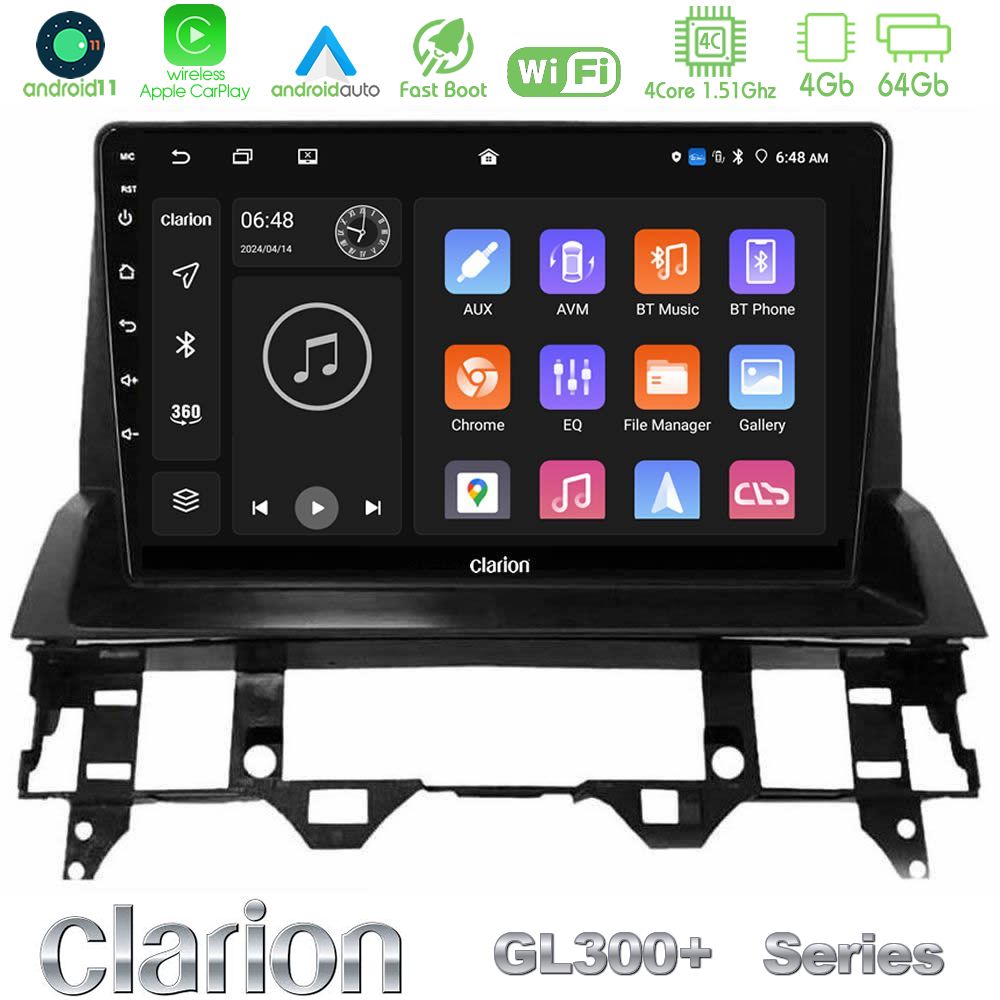 Clarion GL300+ Series 4Core Android11 4+64GB  Mazda6 2002-2006 Navigation Multimedia Tablet 10"