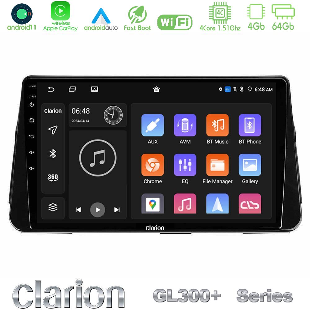 Clarion GL300+ Series 4Core Android11 4+64GB  Nissan Micra K14 Navigation Multimedia Tablet 9"
