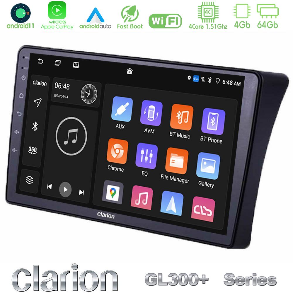 Clarion GL300+ Series 4Core Android11 4+64GB  Nissan Navara D40 Navigation Multimedia Tablet 9"