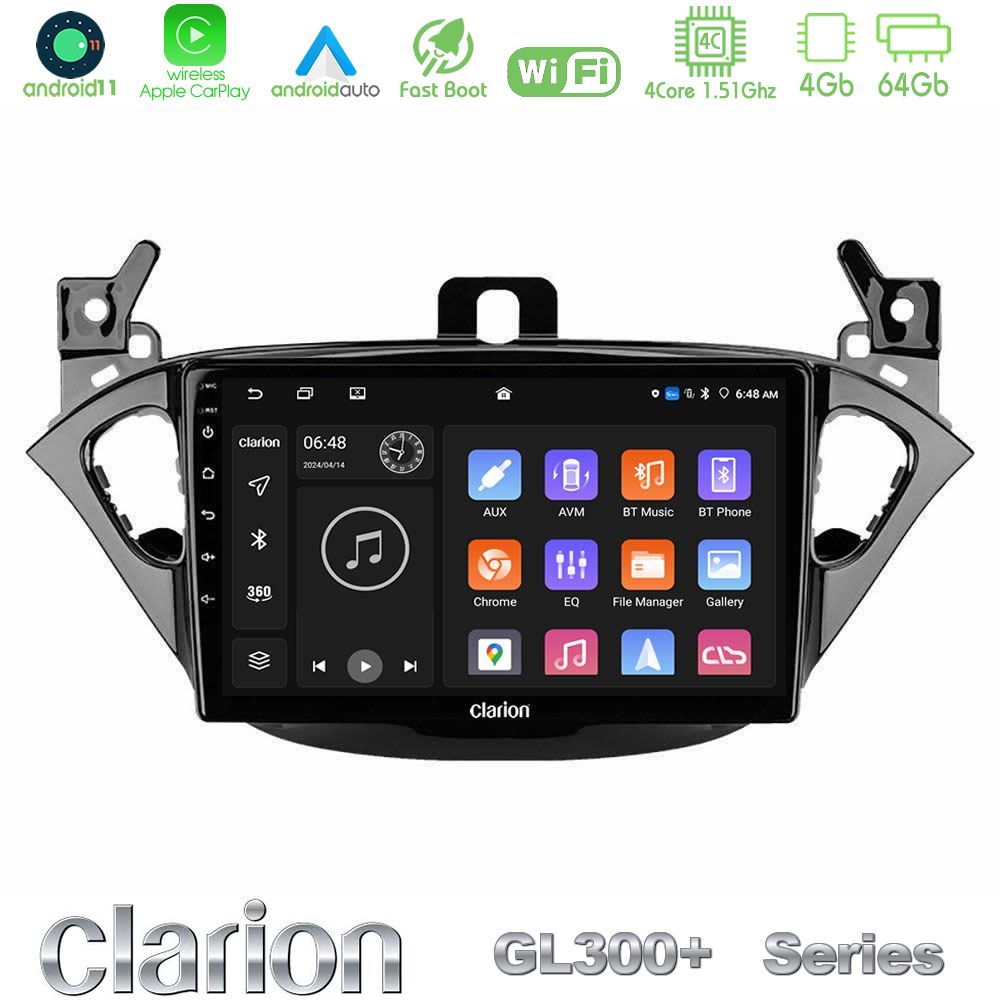 Clarion GL300+ Series 4Core Android11 4+64GB Opel Corsa E/Adam Navigation Multimedia Tablet 9"