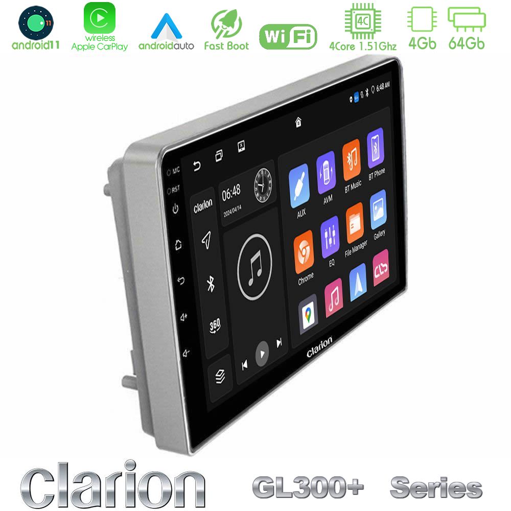 Clarion GL300+ Series 4Core Android11 4+64GB Opel Astra/Corsa/Antara/Zafira Navigation Multimedia Tablet 9"