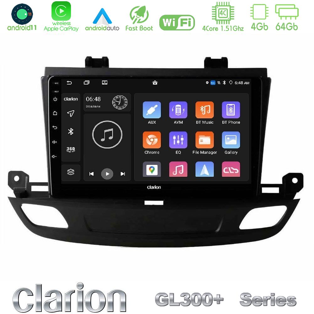 Clarion GL300+ Series 4Core Android11 4+64GB Opel Insignia 2 2017-2020 Navigation Multimedia Tablet 9"