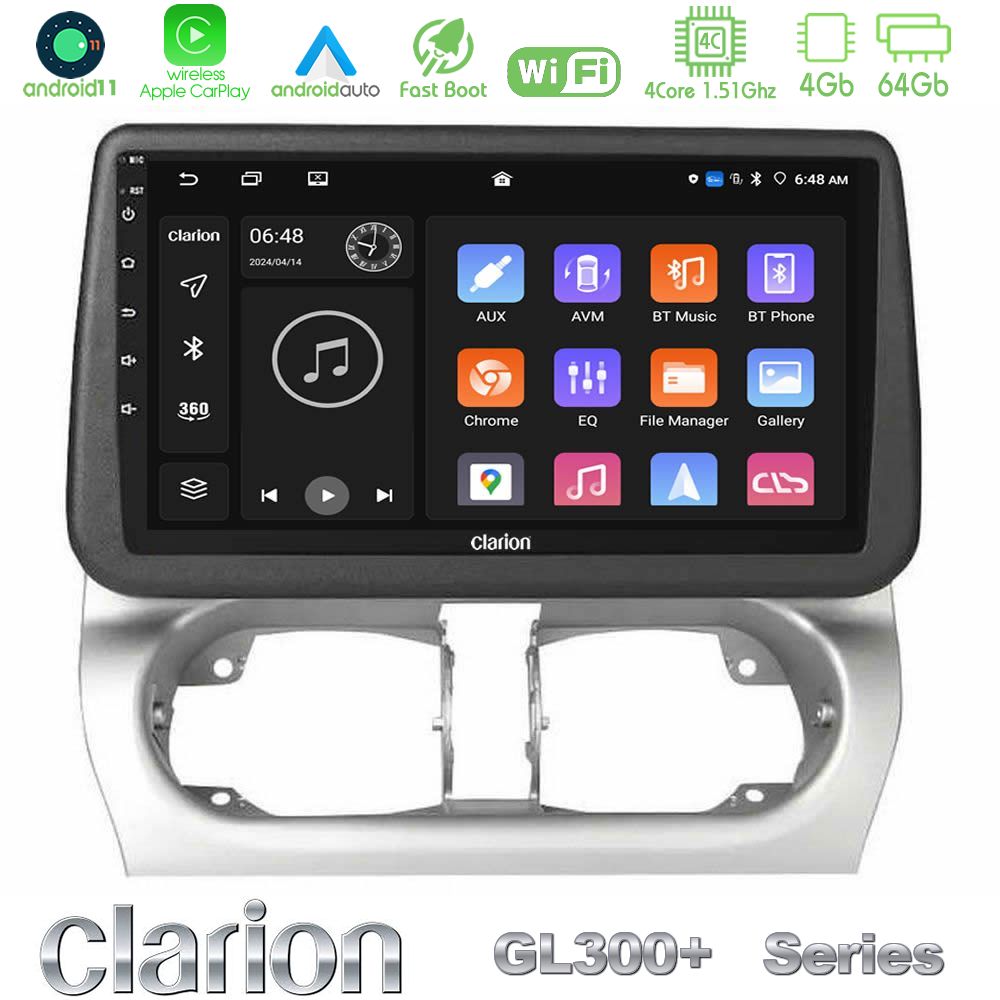 Clarion GL300+ Series 4Core Android11 4+64GB Opel Corsa C/Combo C Navigation Multimedia Tablet 9"