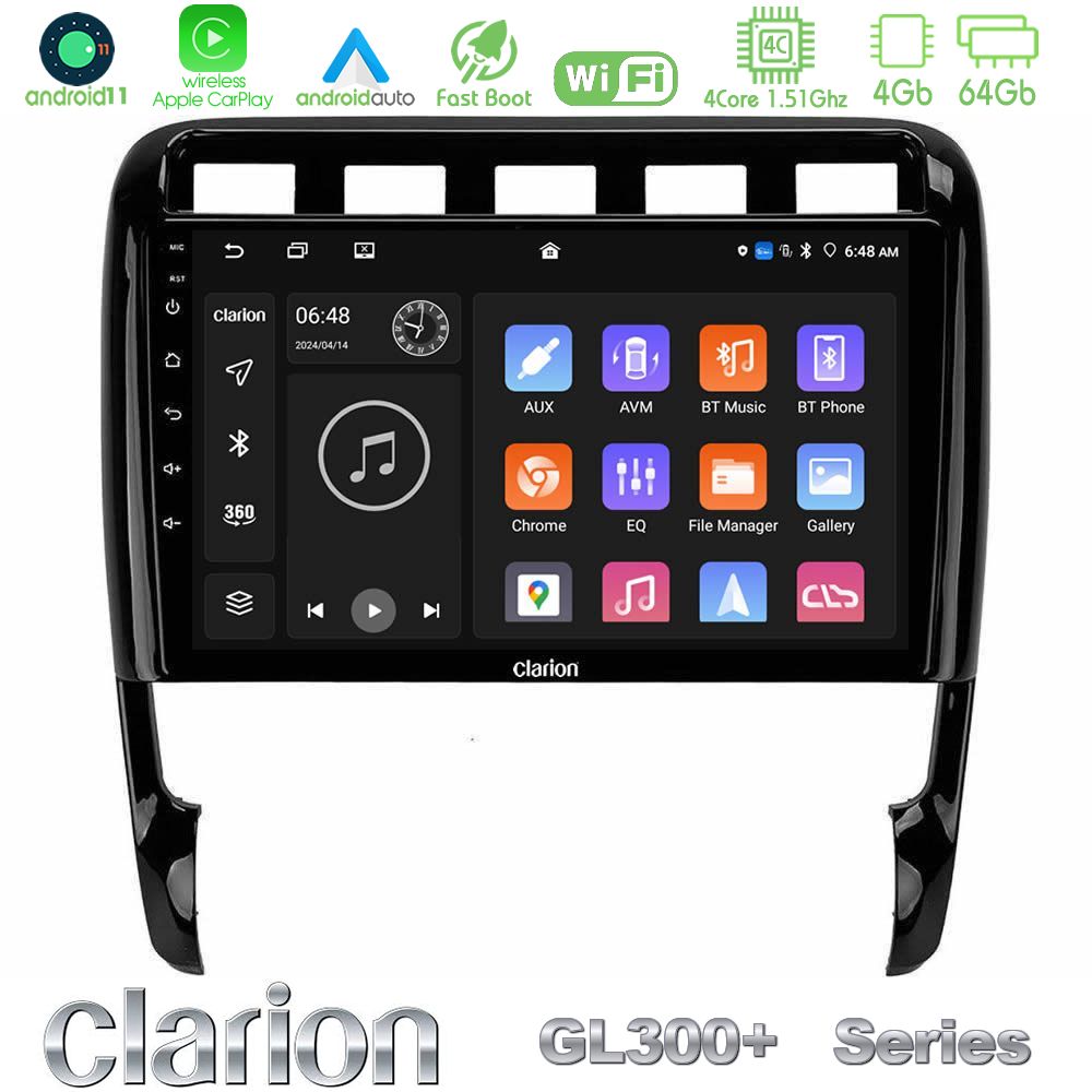 Clarion GL300+ Series 4Core Android11 4+64GB Porsche Cayenne 2003-2010 Navigation Multimedia Tablet 9"