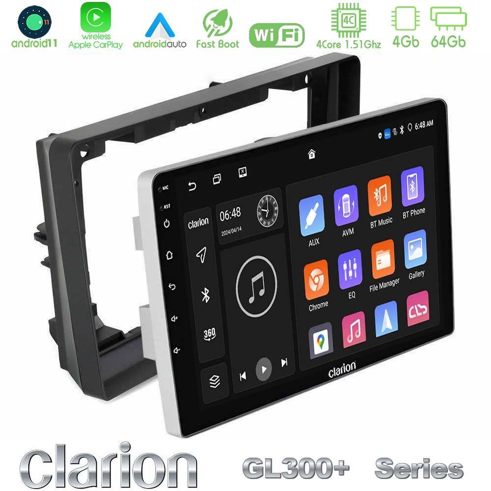 Clarion GL300+ Series 4Core Android11 4+64GB Peugeot 308 2013-2020 Navigation Multimedia Tablet 9"