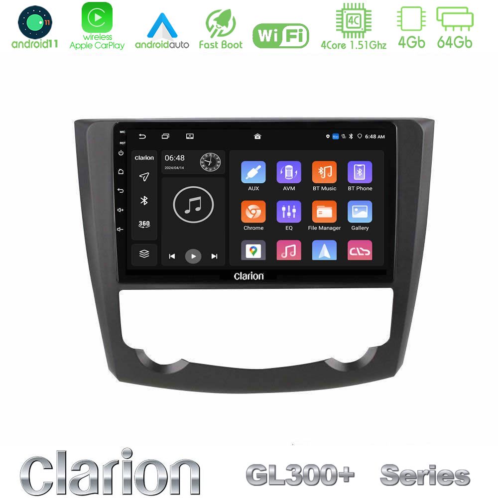 Clarion GL300+ Series 4Core Android11 4+64GB Renault Kadjar Navigation Multimedia Tablet 9"