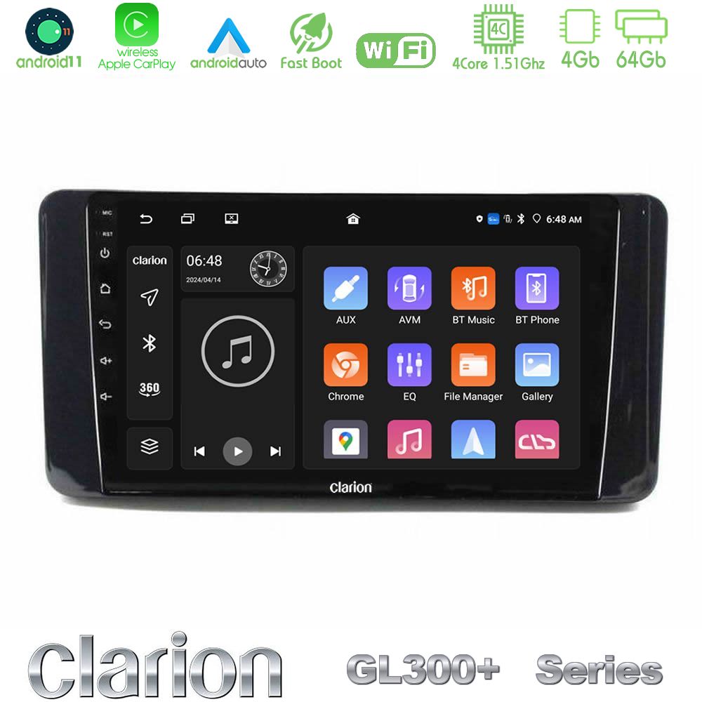 Clarion GL300+ Series 4Core Android11 4+64GB Skoda Kamiq 2019-2022 Navigation Multimedia Tablet 9"