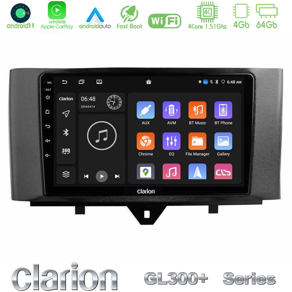 Clarion GL300+ Series 4Core Android11 4+64GB Smart 451 Facelift Navigation Multimedia Tablet 9"