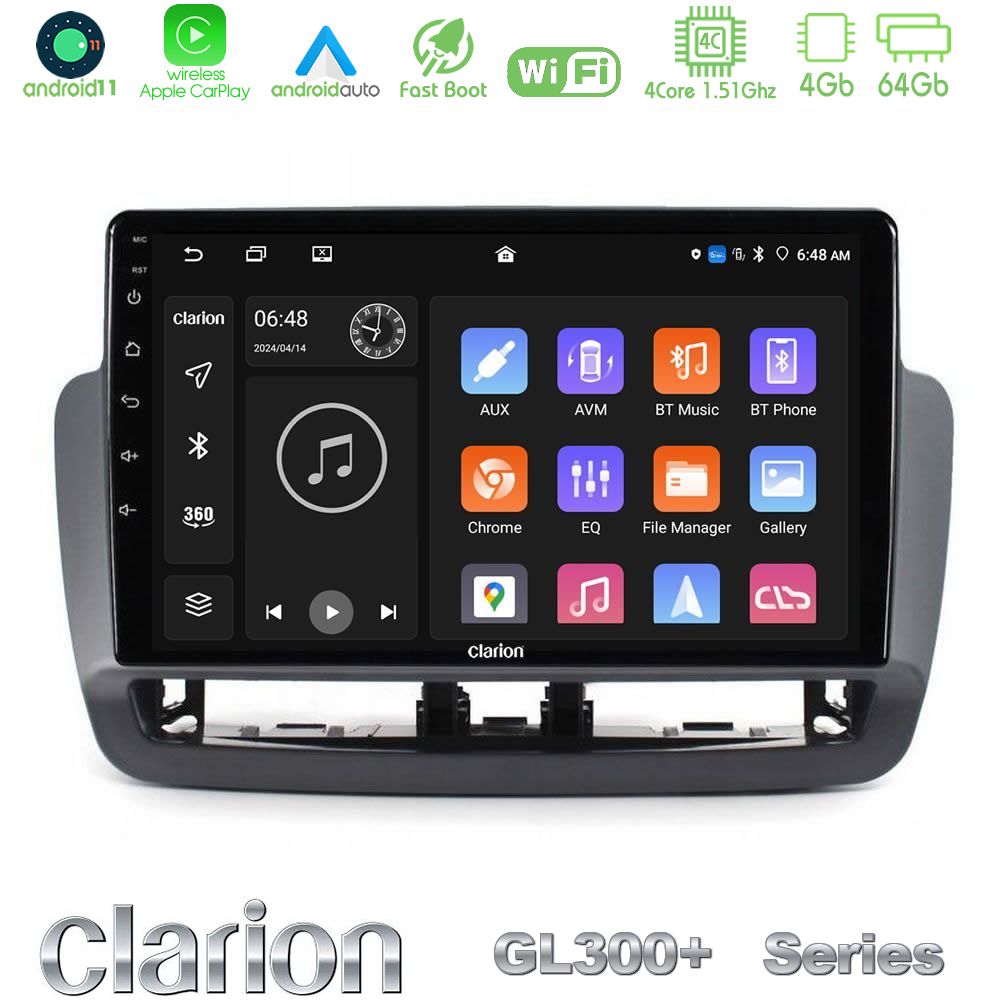 Clarion GL300+ Series 4Core Android11 4+64GB Seat Ibiza 2012-2015 Navigation Multimedia Tablet 9"