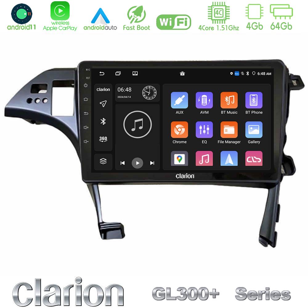 Clarion GL300+ Series 4Core Android11 4+64GB  Toyota Prius 2010-2015 Navigation Multimedia Tablet 10"