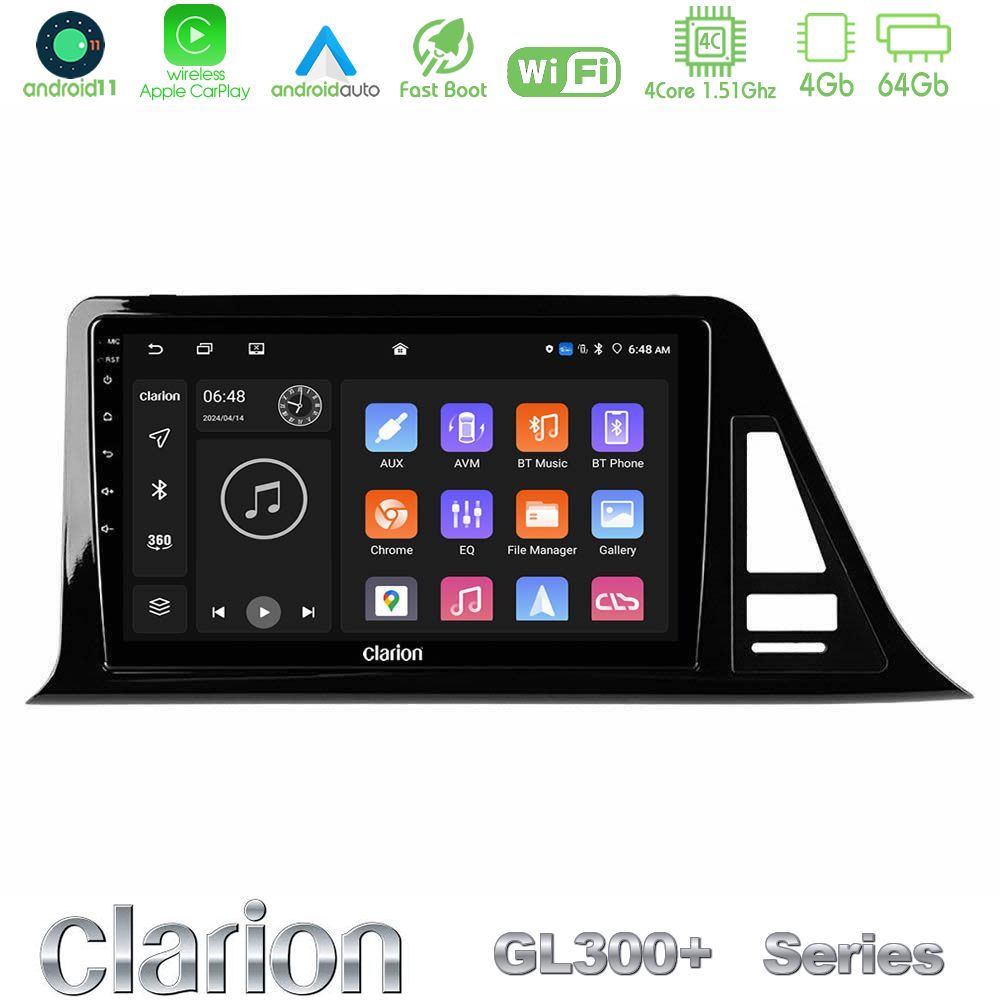 Clarion GL300+ Series 4Core Android11 4+64GB  Toyota CH-R Navigation Multimedia Tablet 9"