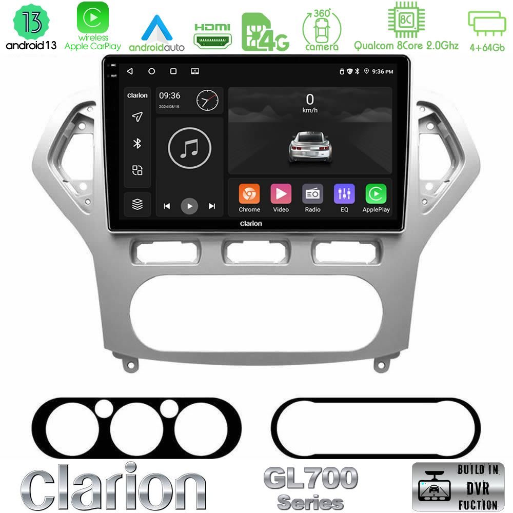 Clarion GL700 Series 8Core Android13 4+64GB Ford Mondeo 2007-2010 AUTO A/C Navigation Multimedia Tablet 10" Με Carplay & Android Auto