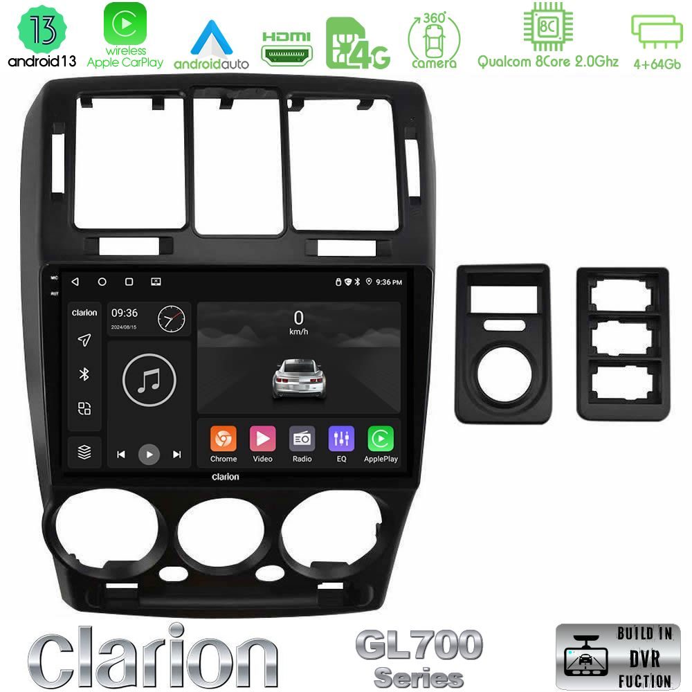 Clarion GL700 Series 8Core Android13 4+64GB Hyundai Getz 2002-2009 Navigation Multimedia Tablet 9" Με Carplay & Android Auto