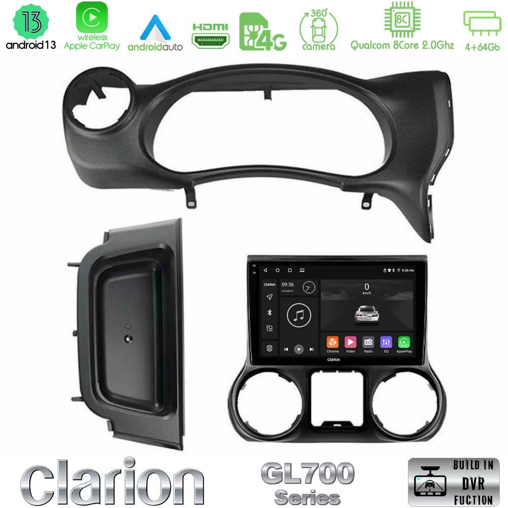 Clarion GL700 Series 8Core Android13 4+64GB Jeep Wrangler 2014-2017 Navigation Multimedia Tablet 10" Με Carplay & Android Auto