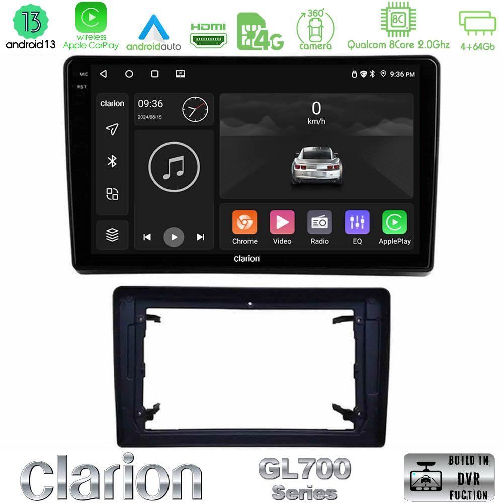 Clarion GL700 Series 8Core Android13 4+64GB Chrysler / Dodge / Jeep Navigation Multimedia Tablet 10" Με Carplay & Android Auto