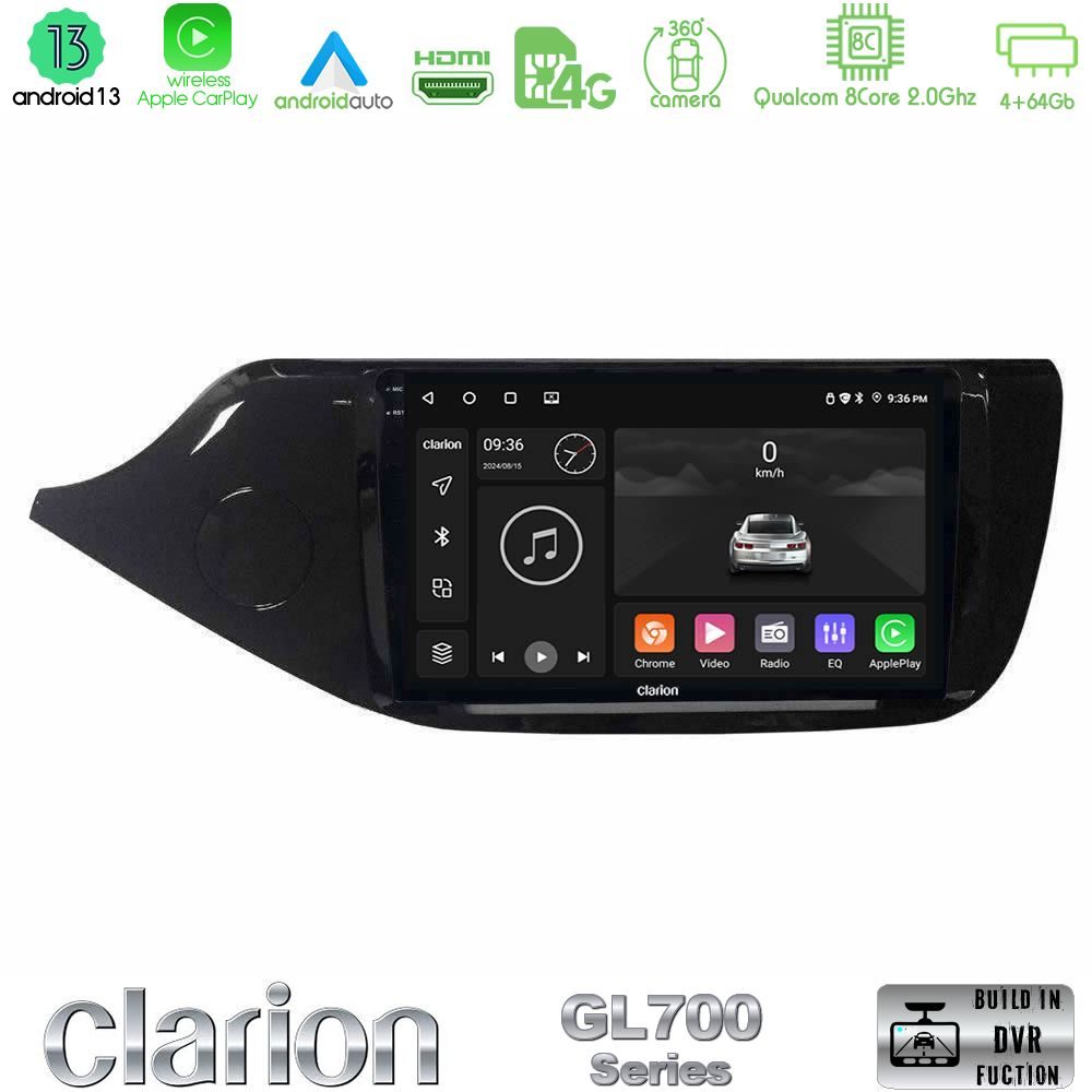 Clarion GL700 Series 8Core Android13 4+64GB Kia Ceed 2013-2017 Navigation Multimedia Tablet 9" Με Carplay & Android Auto