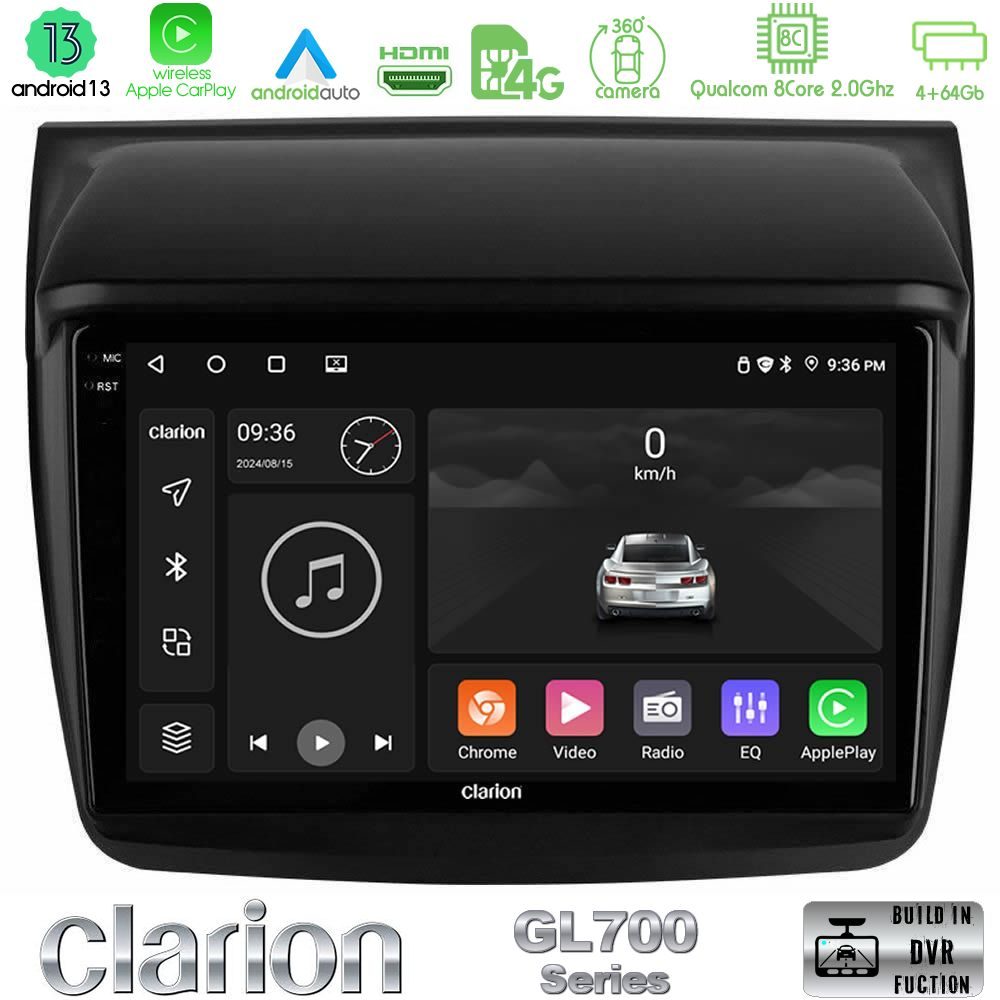 Clarion GL700 Series 8Core Android13 4+64GB Mitsubishi L200 Navigation Multimedia Tablet 9" Με Carplay & Android Auto