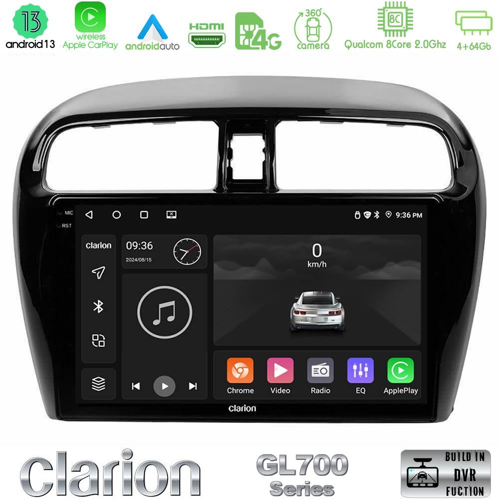 Clarion GL700 Series 8Core Android13 4+64GB Mitsubishi Space Star 2013-2016 Navigation Multimedia Tablet 9" Με Carplay & Android Auto