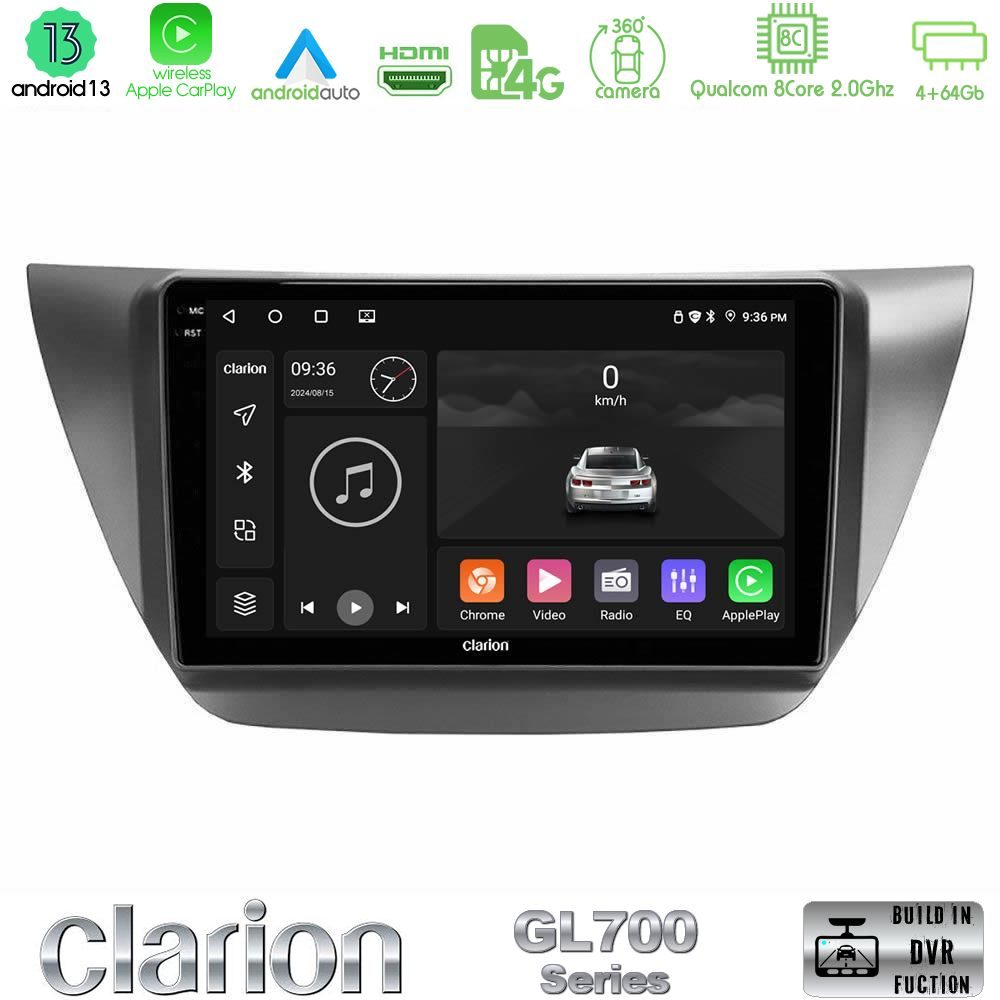 Clarion GL700 Series 8Core Android13 4+64GB Mitsubishi Lancer 2004 – 2008 Navigation Multimedia Tablet 9" Με Carplay & Android Auto