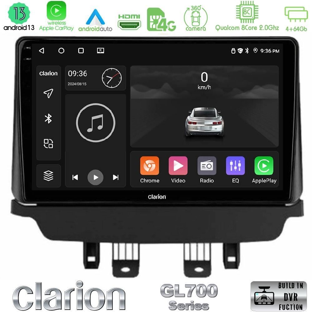 Clarion GL700 Series 8Core Android13 4+64GB Mazda 2 2014-2021 Navigation Multimedia Tablet 9" Με Carplay & Android Auto
