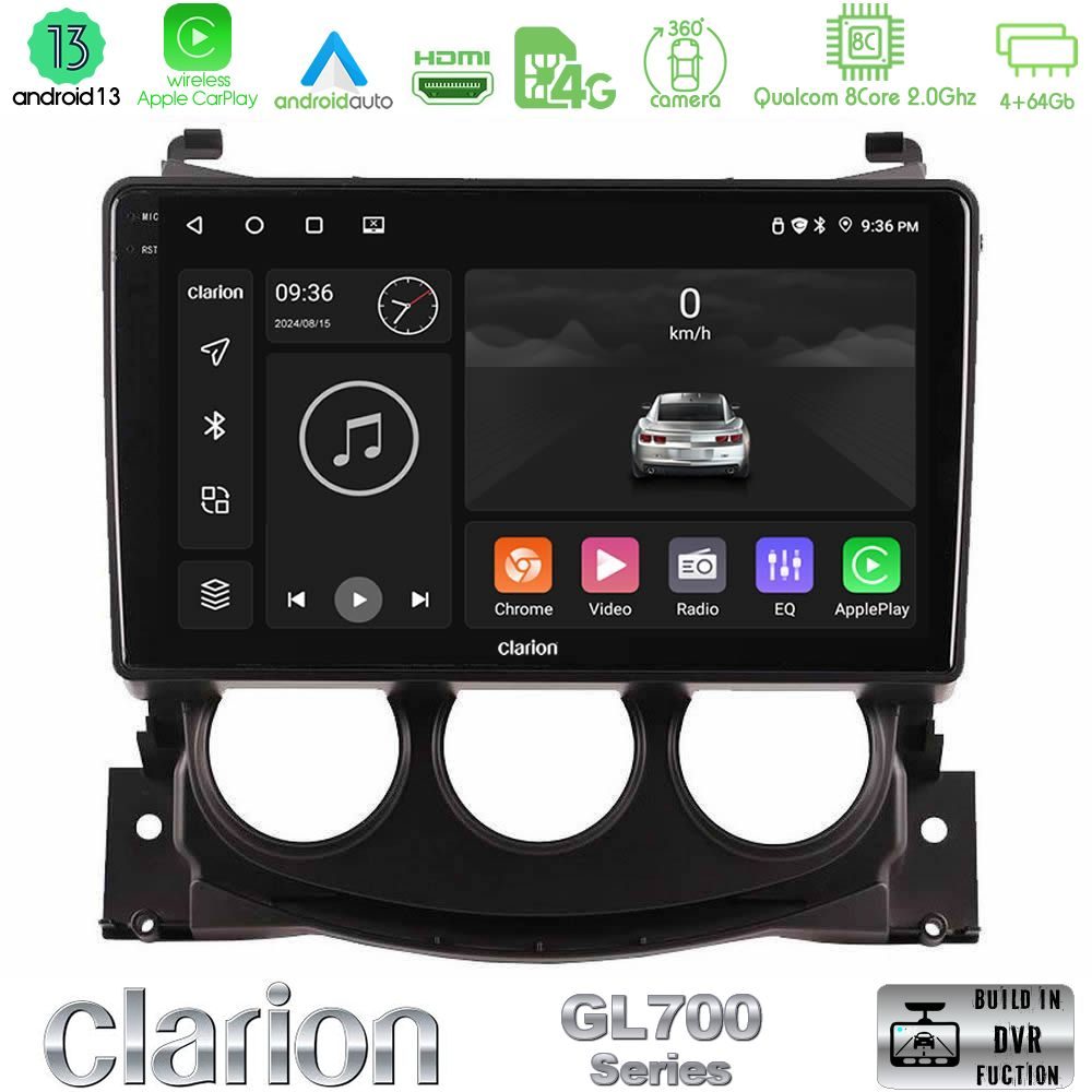 Clarion GL700 Series Nissan 370Z 2009-2013 8Core Android13 4+64GB Navigation Multimedia Tablet 9" Με Carplay & Android Auto