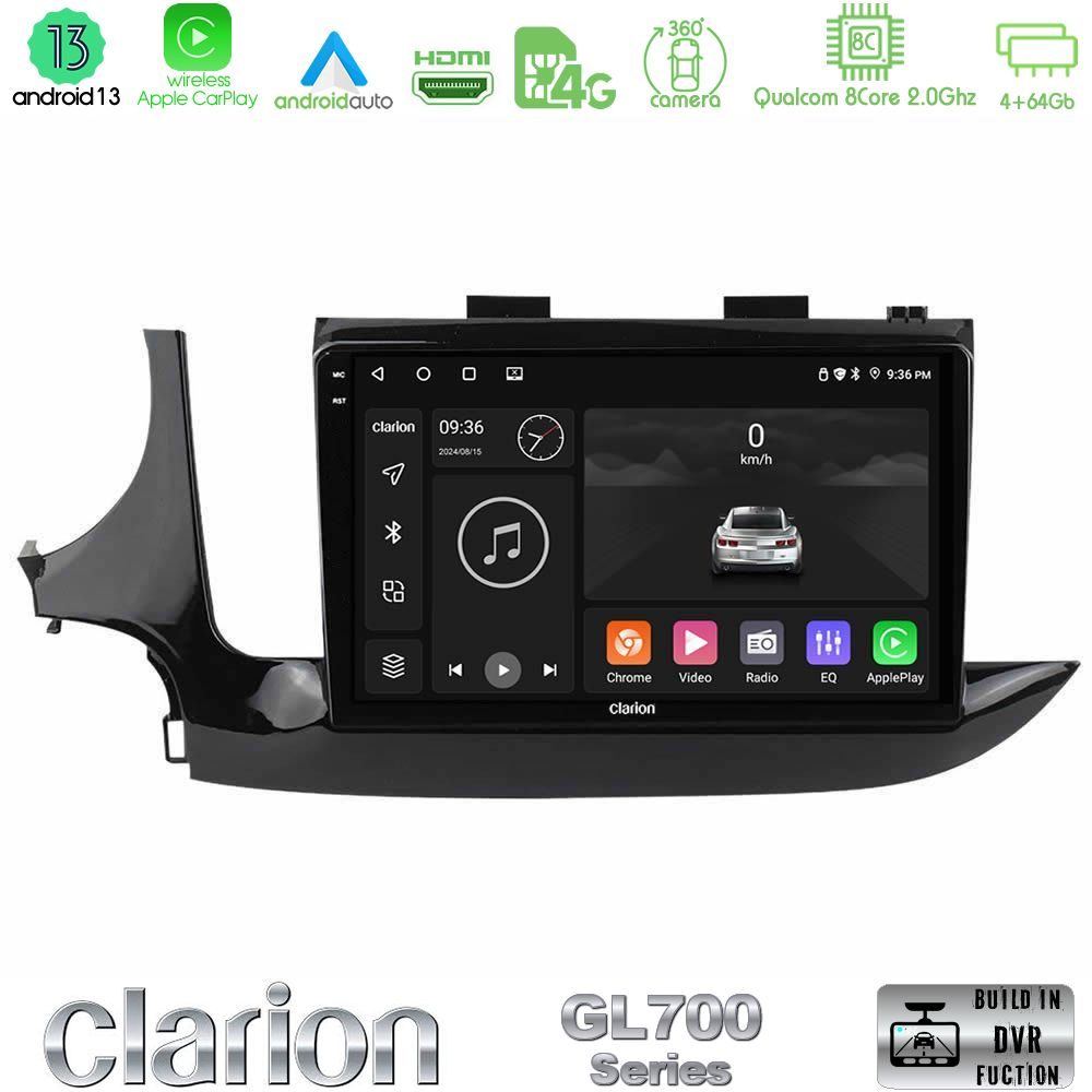 Clarion GL700 Series 8Core Android13 4+64GB Opel Mokka 2016-2020 Navigation Multimedia Tablet 9" Με Carplay & Android Auto