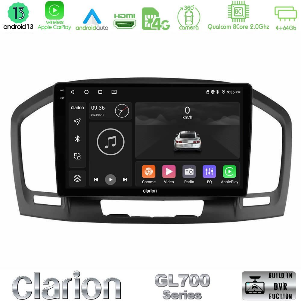 Clarion GL700 Series 8Core Android13 4+64GB Opel Insignia 2008-2013 Navigation Multimedia Tablet 9" Με Carplay & Android Auto