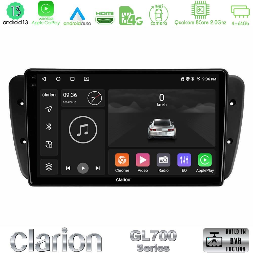 Clarion GL700 Series 8Core Android13 4+64GB Seat Ibiza 2008-2012 Navigation Multimedia Tablet 9" Με Carplay & Android Auto