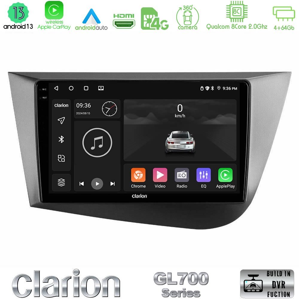 Clarion GL700 Series 8Core Android13 4+64GB Seat Leon Navigation Multimedia Tablet 9" Με Carplay & Android Auto