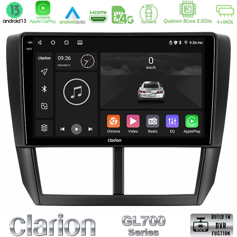 Clarion GL700 Series 8Core Android13 4+64GB Subaru Forester Navigation Multimedia Tablet 9" Με Carplay & Android Auto