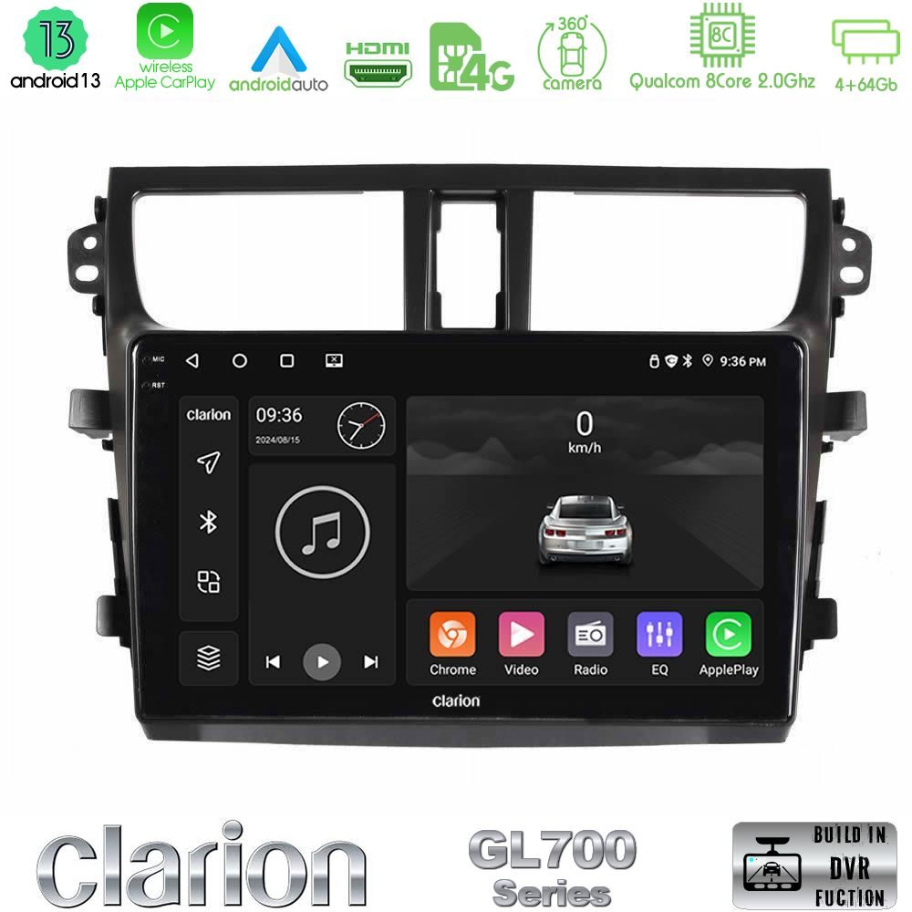 Clarion GL700 Series Suzuki Celerio 2014-2020 8Core Android13 4+64GB Navigation Multimedia Tablet 9" Με Carplay & Android Auto Με Carplay & Android Auto