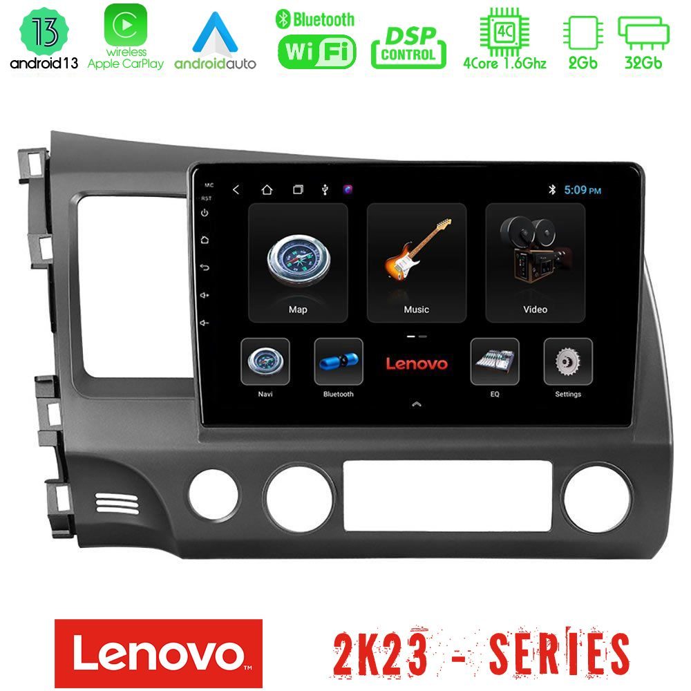 Lenovo Car Pad Honda Civic 2006-2011 4Core Android 13 2+32GB Navigation Multimedia Tablet 10"