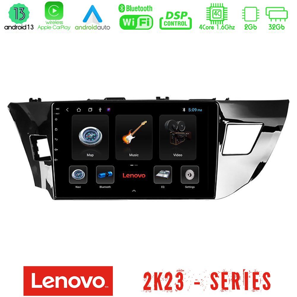 Lenovo Car Pad Toyota Corolla 2014-2016 4Core Android 13 2+32GB Navigation Multimedia Tablet 10"