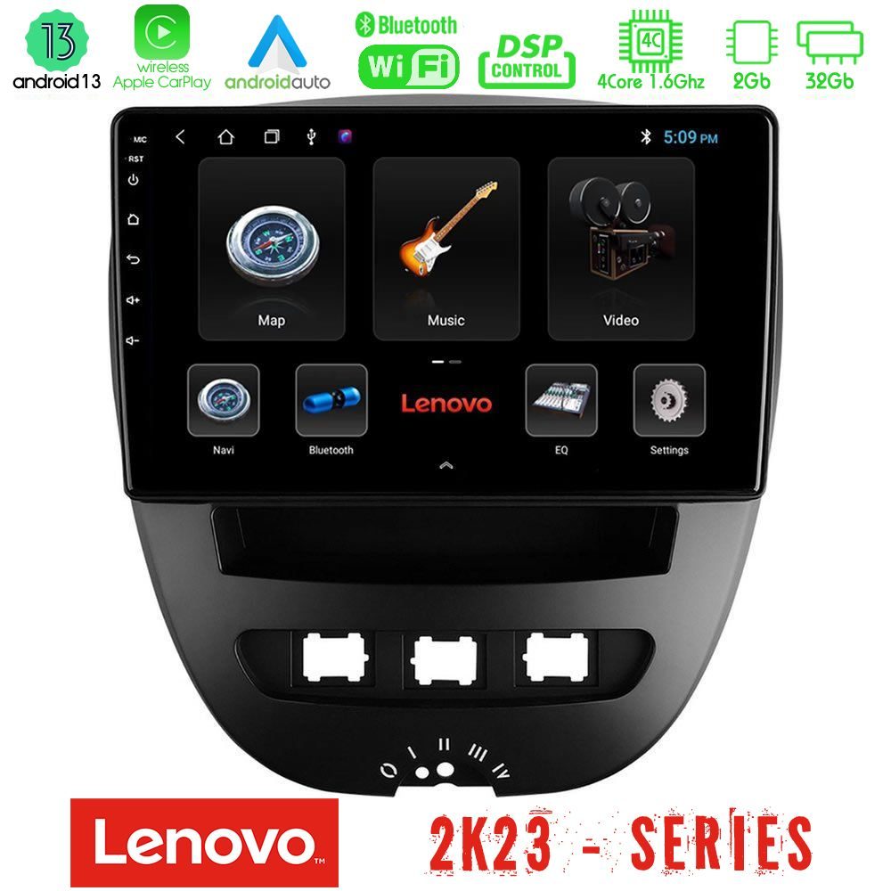 Lenovo Car Pad Toyota Aygo/Citroen C1/Peugeot 107 4Core Android 13 2+32GB Navigation Multimedia Tablet 10"