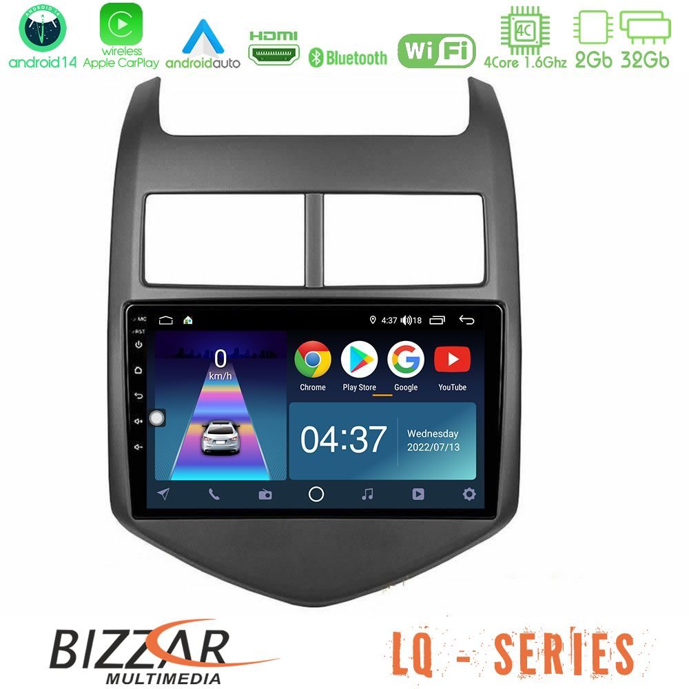 Bizzar LQ Series 4Core Android14 2+32GB Chevrolet Aveo 2011-2017 Navigation Multimedia Tablet 9" Με Carplay & Android Auto