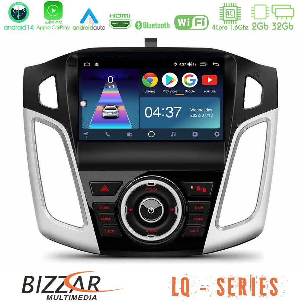 Bizzar LQ Series 4Core Android14 2+32GB Ford Focus 2012-2018 Navigation Multimedia Tablet 9" Με Carplay & Android Auto