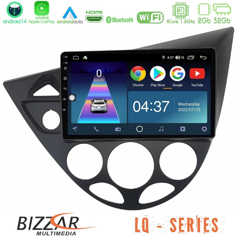 Bizzar LQ Series 4Core Android14 2+32GB Ford Focus 1999-2004 Navigation Multimedia Tablet 9" Με Carplay & Android Auto