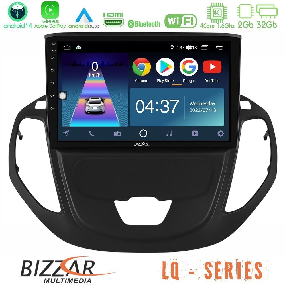 Bizzar LQ Series 4Core Android14 2+32GB Ford Transit Courier 2015-2023 Navigation Multimedia Tablet 9" Με Carplay & Android Auto